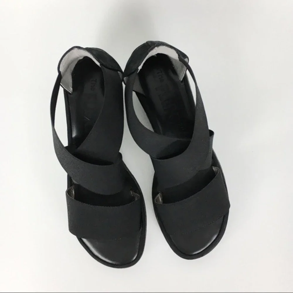 The‎ Flexx Womens Size 6.5 Happy Daze Black Elastic Platform Wedge Sandals Shoes